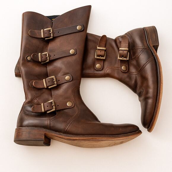 Kenneth Cole Ride & Seek Buckle Knee High Leather Equestrian Boots - Picture 1 of 7